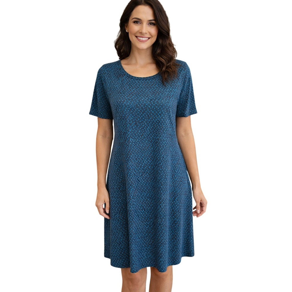 NWT Lularoe Julie Geometric Shift Dress Teal Small